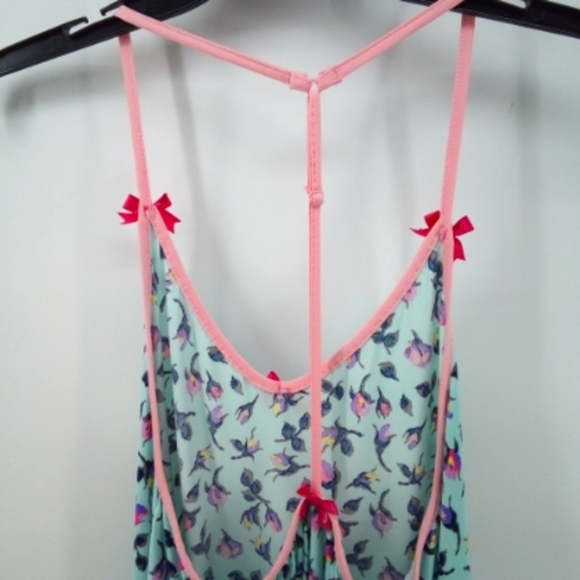 Betsey Johnson Mint Green Floral Pajama Top 2016 Collection Spandex Blend M - Picture 5 of 11